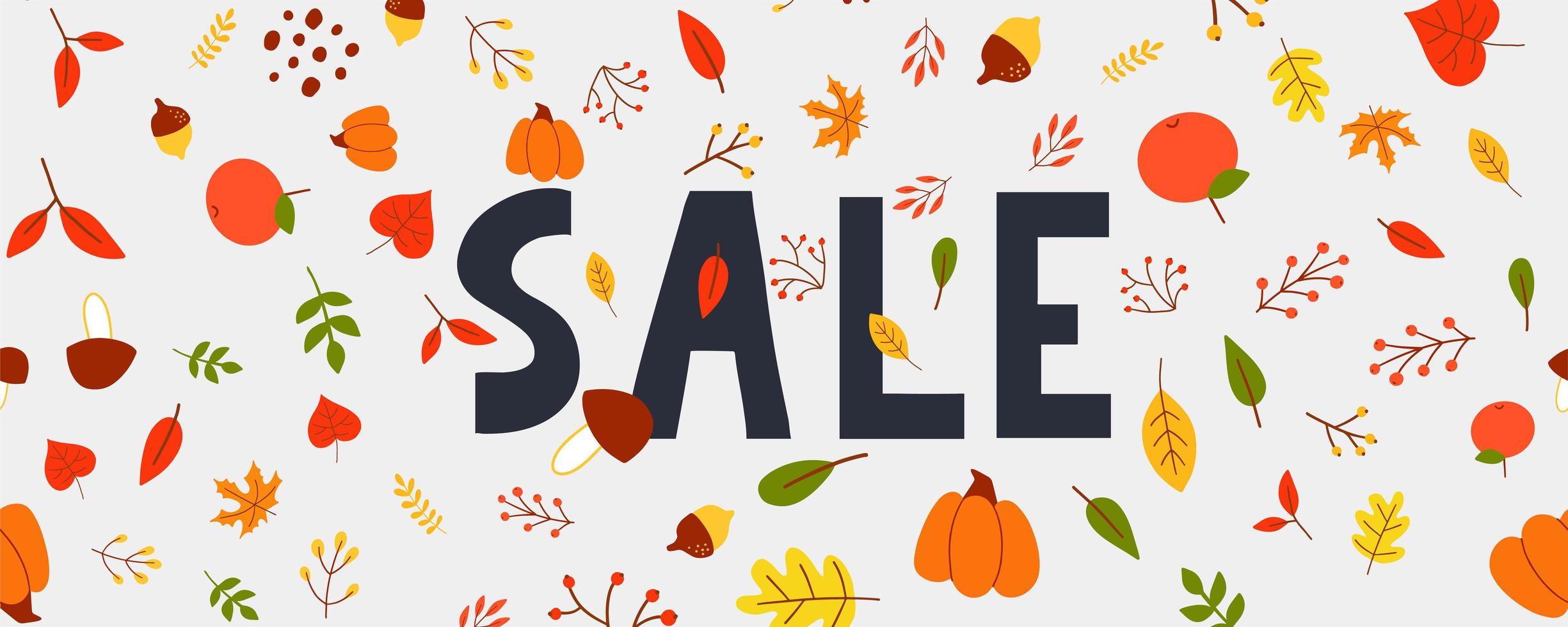 Autumn sale illustration, banner, vector, fall, lettering, card vector