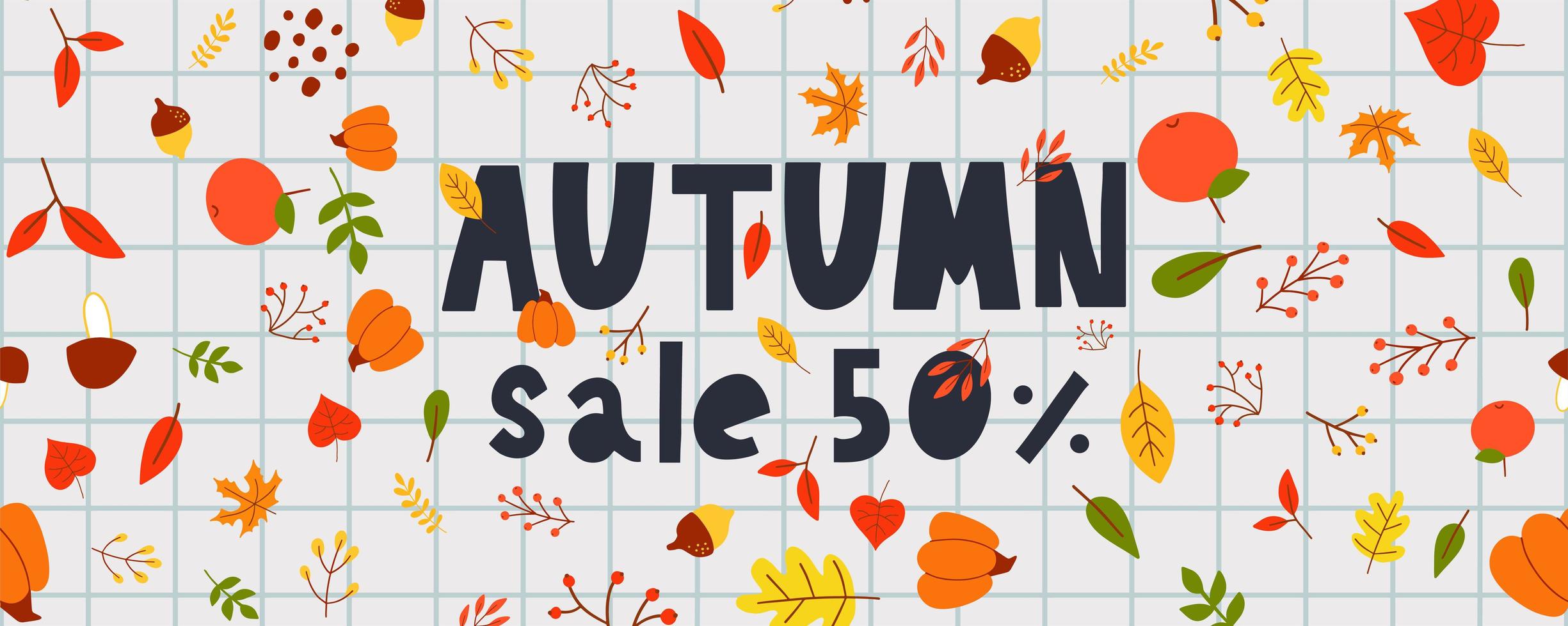 Autumn illustration, banner, vector, fall, lettering, card vector