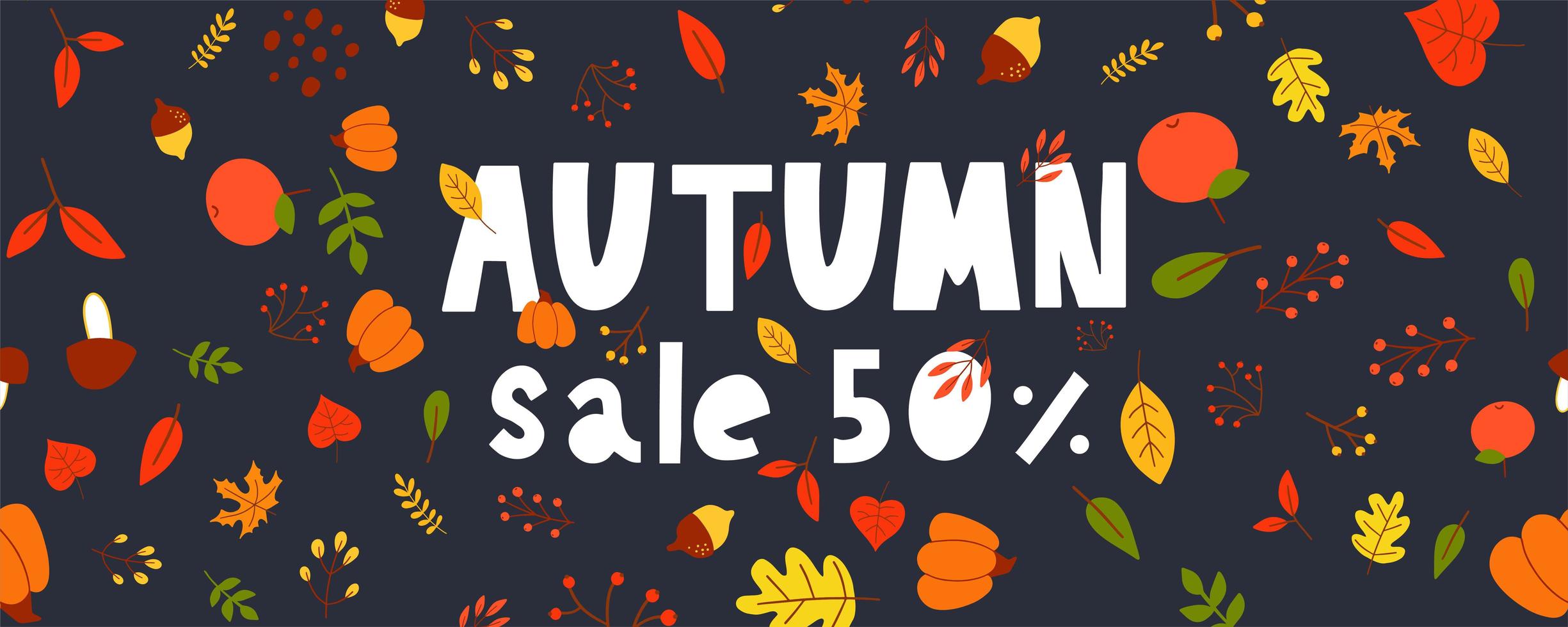 Autumn illustration, banner, sale vector, fall, lettering, card vector