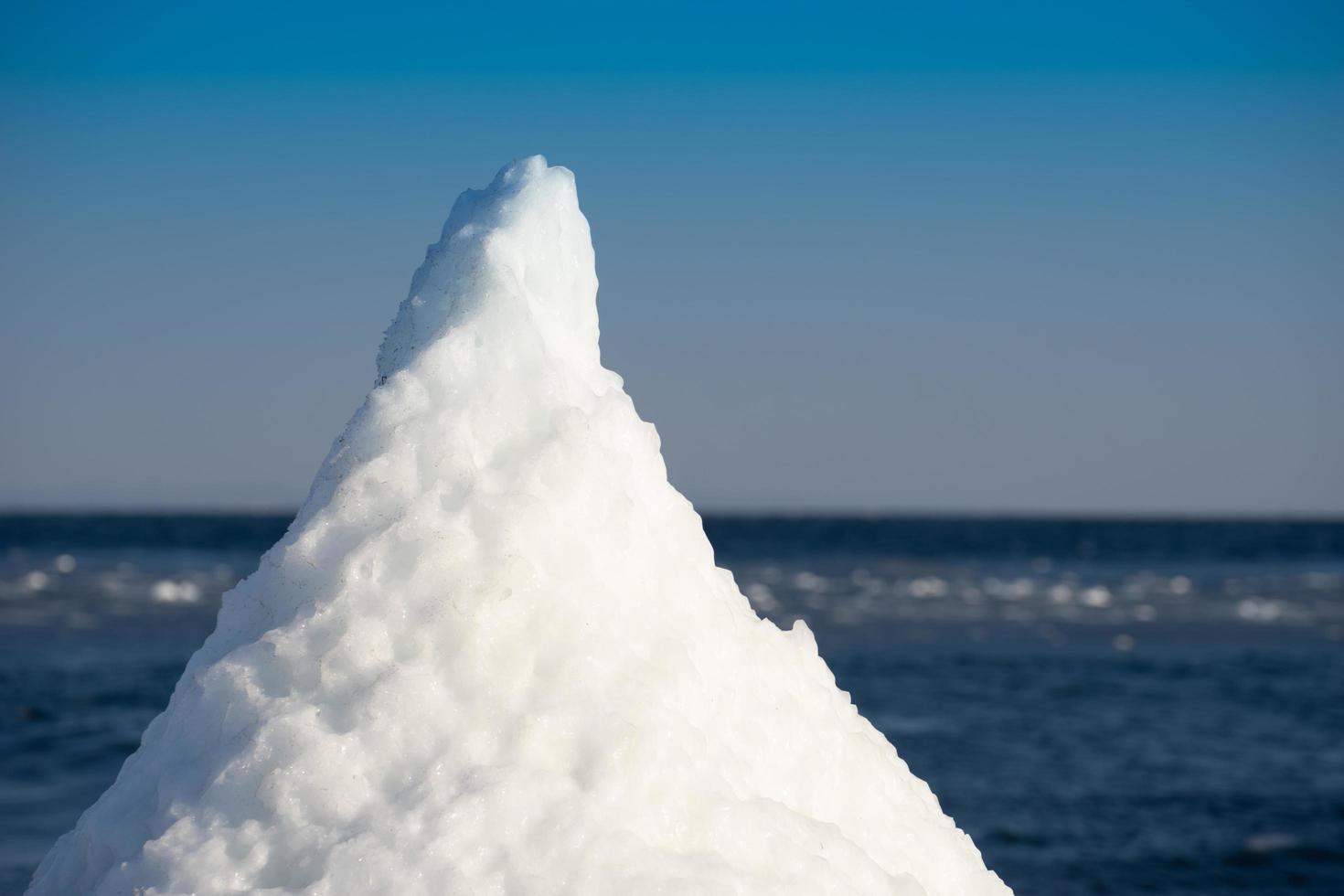 Marine landscape with views of the icy shore in winter photo