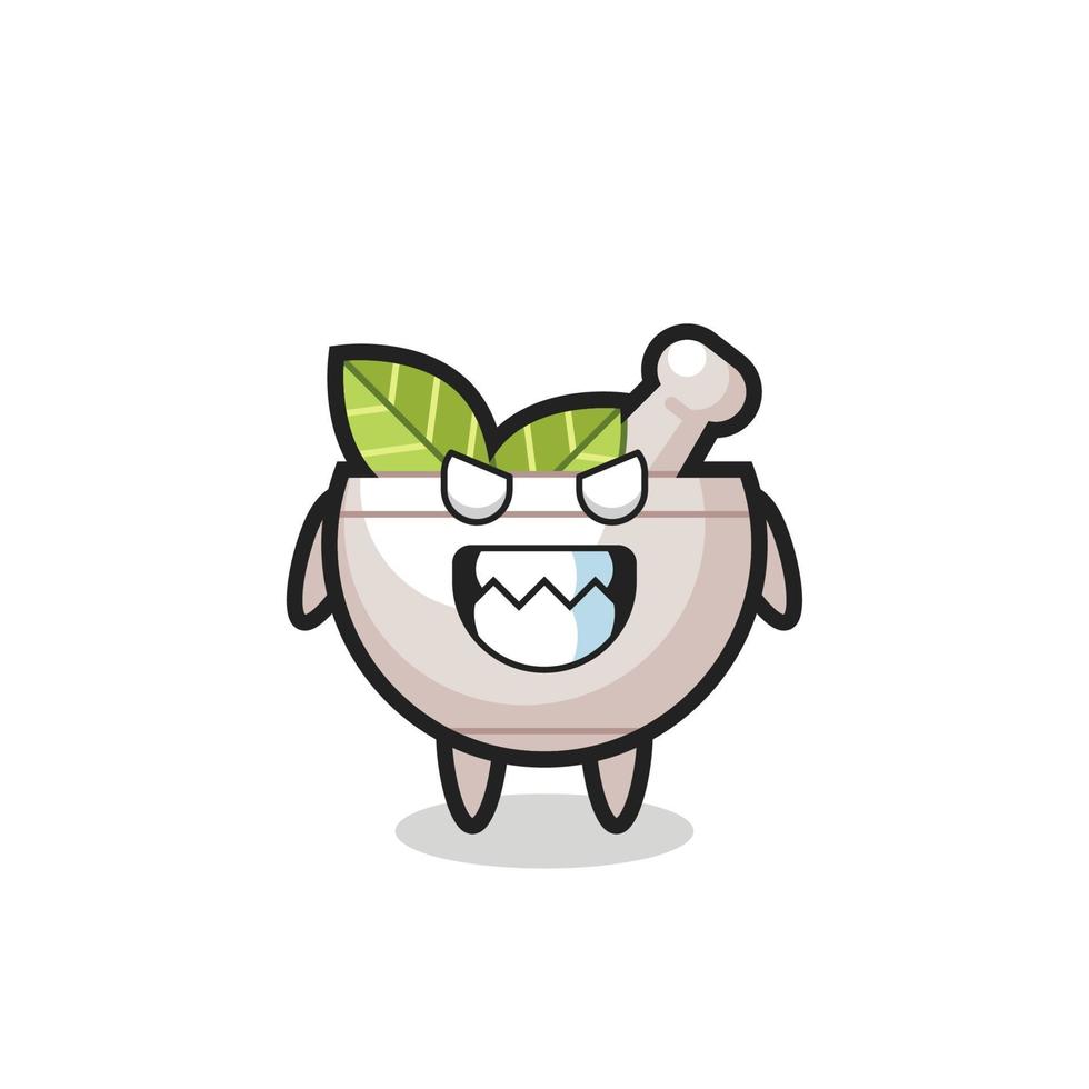 evil expression of the herbal bowl cute mascot character vector