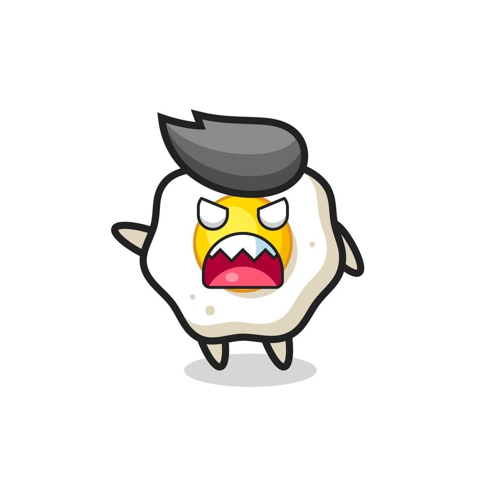 cute fried egg cartoon in a very angry pose vector