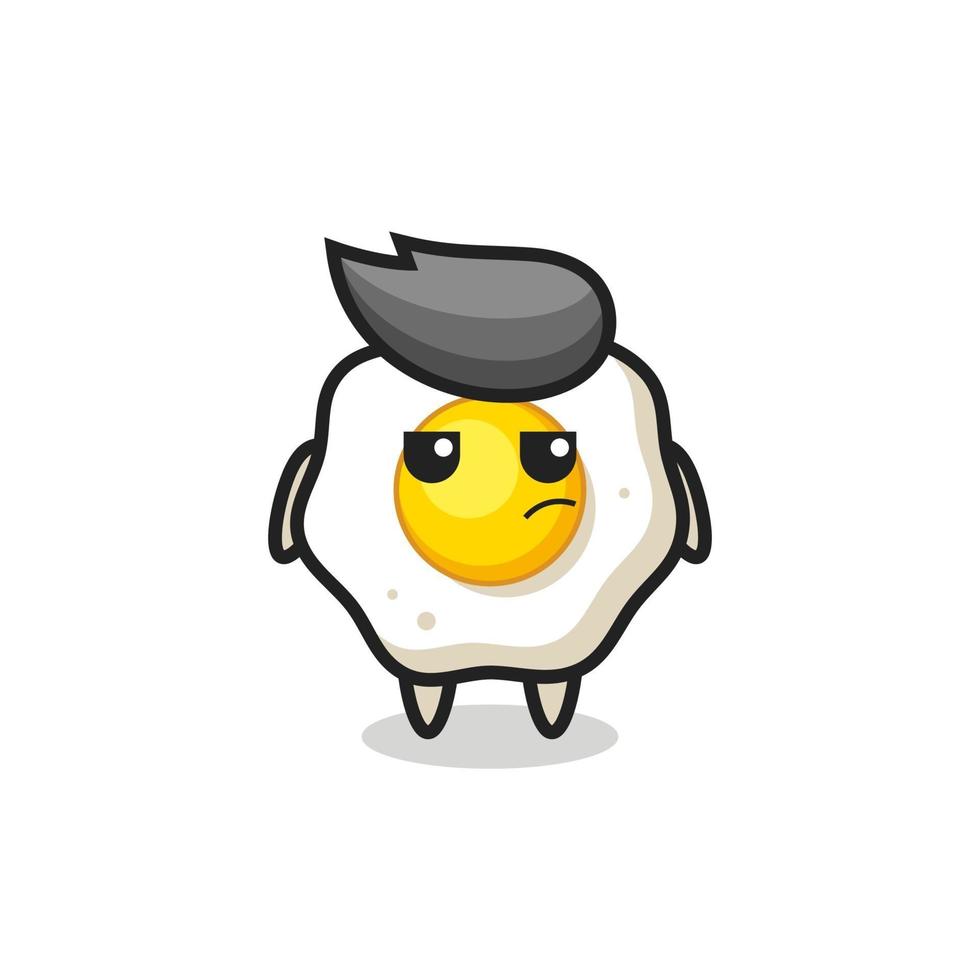 cute fried egg character with suspicious expression vector