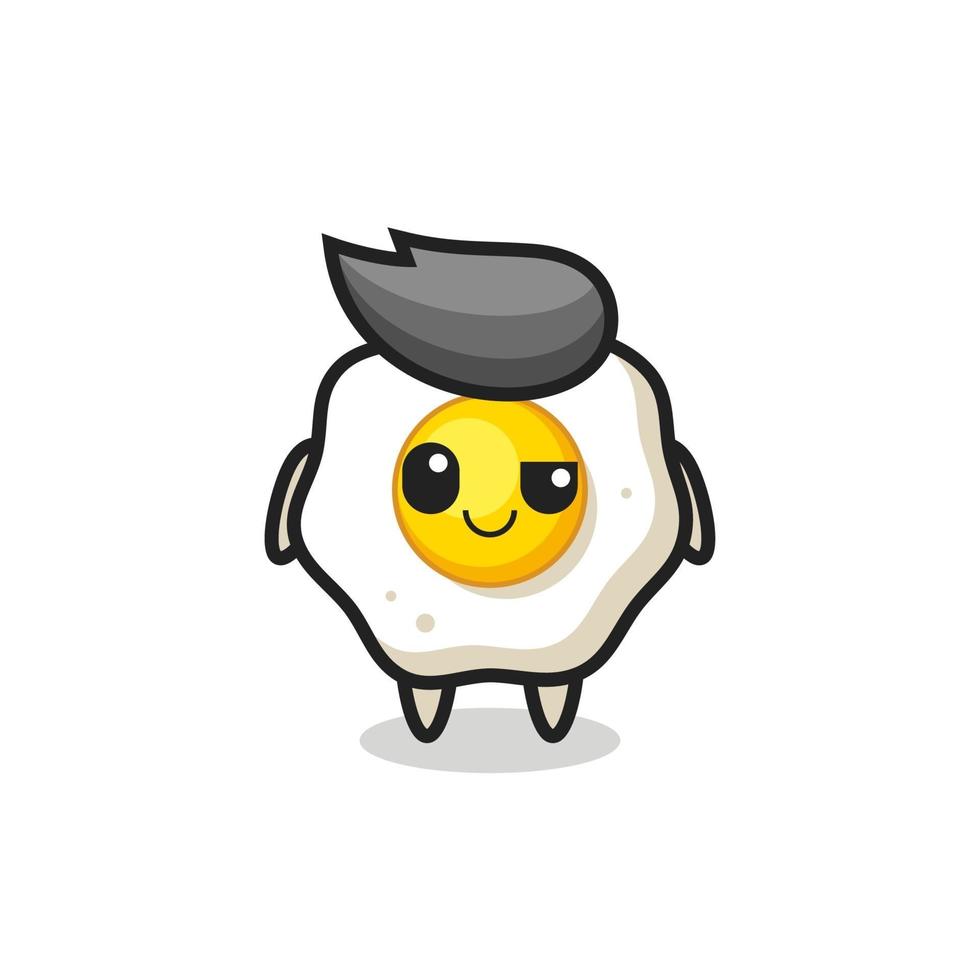 fried egg cartoon with an arrogant expression vector