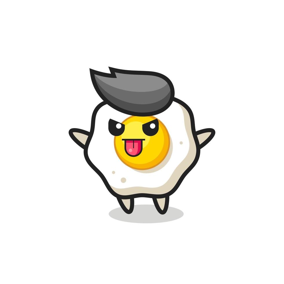 naughty fried egg character in mocking pose vector