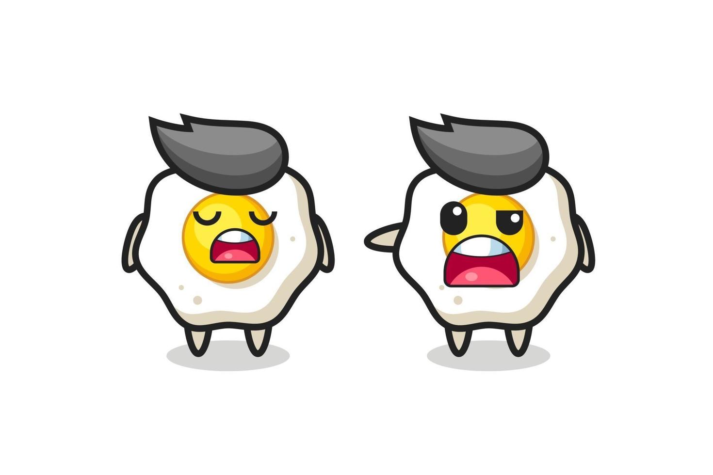 illustration of the argue between two cute fried egg characters vector