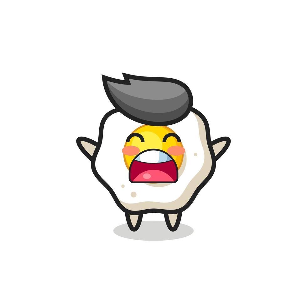 cute fried egg mascot with a yawn expression vector