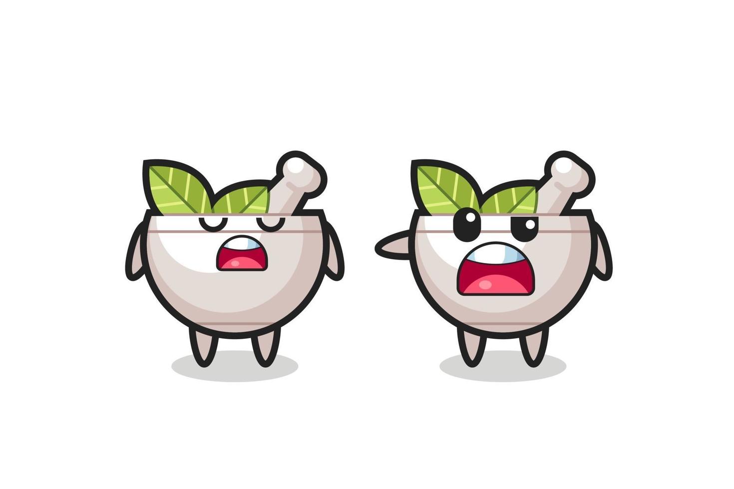illustration of the argue between two cute herbal bowl characters vector