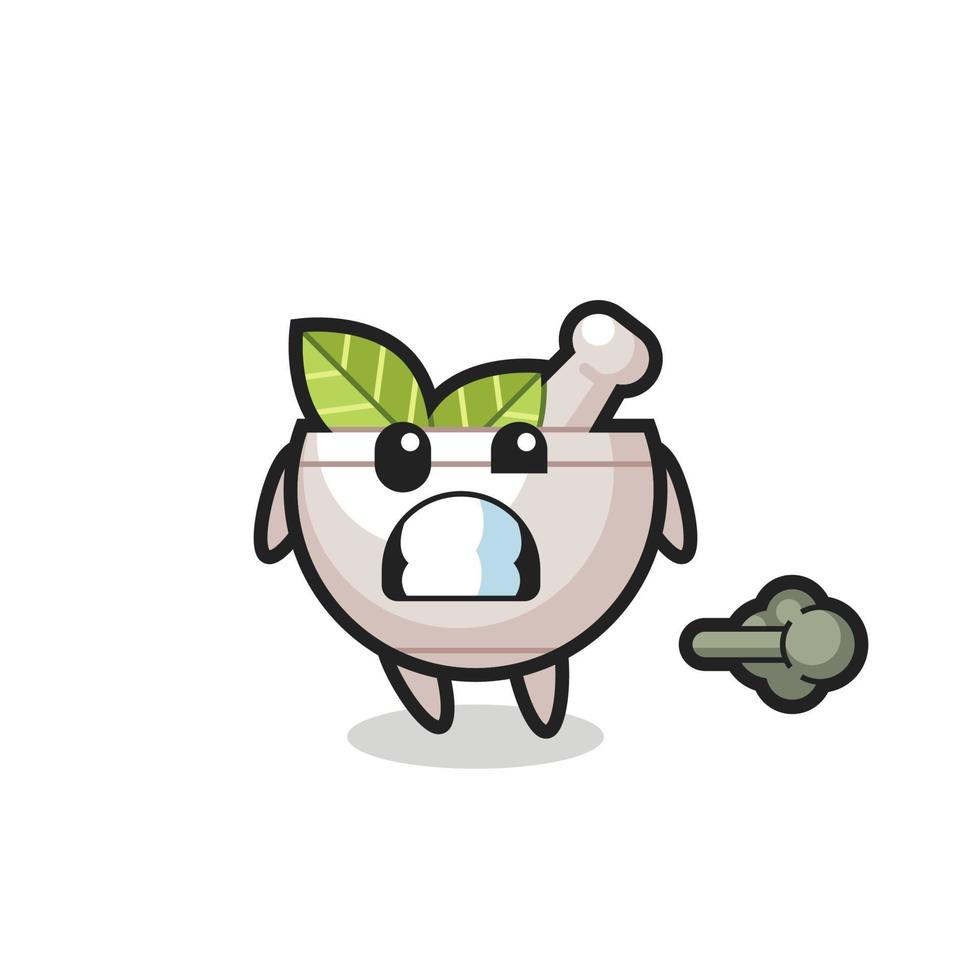 the illustration of the herbal bowl cartoon doing fart vector