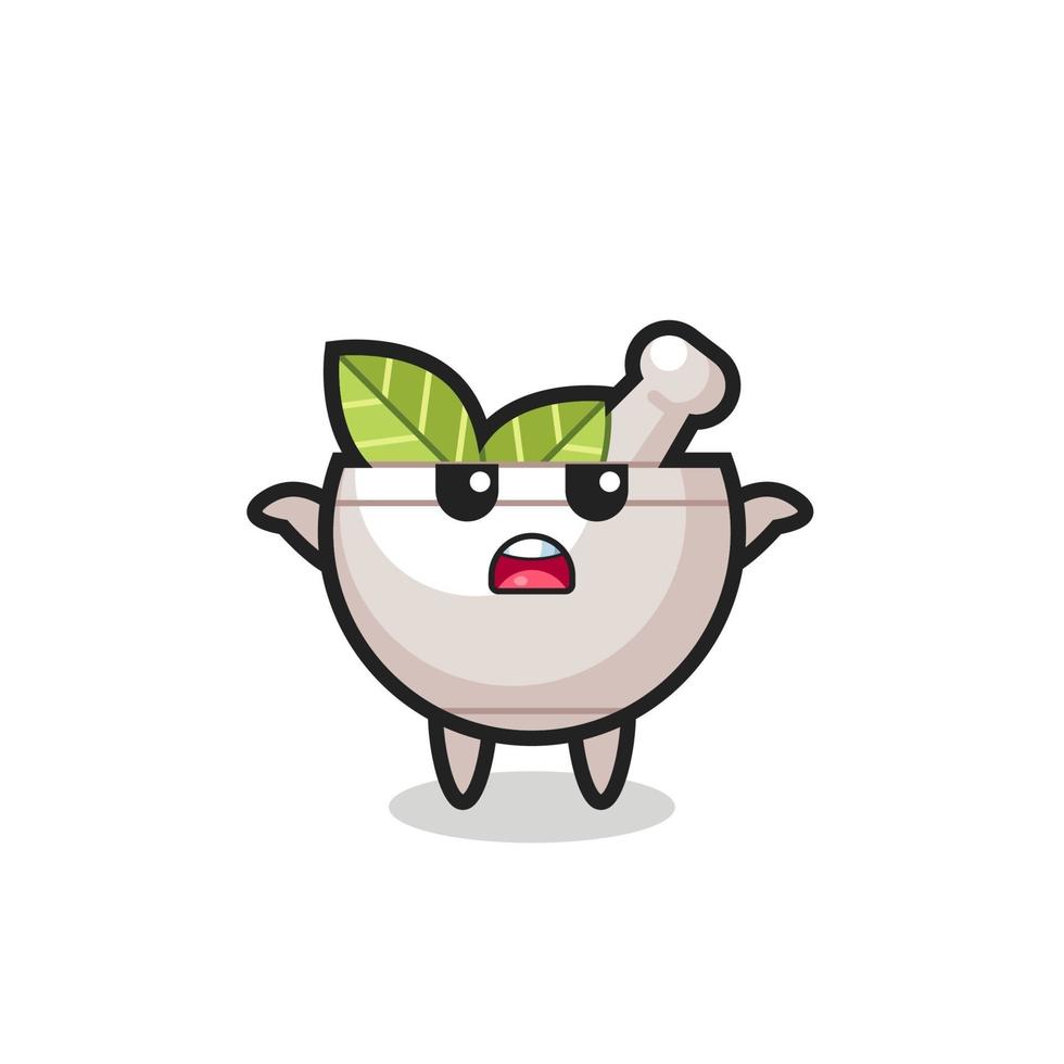 herbal bowl mascot character saying I do not know vector