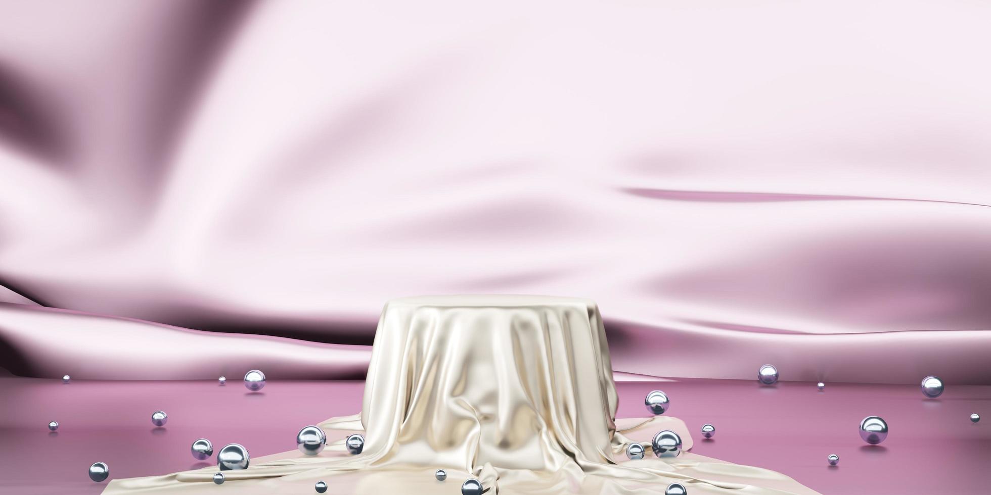 shiny satin Elegantly placed on a podium or empty podium shelf luxury photo