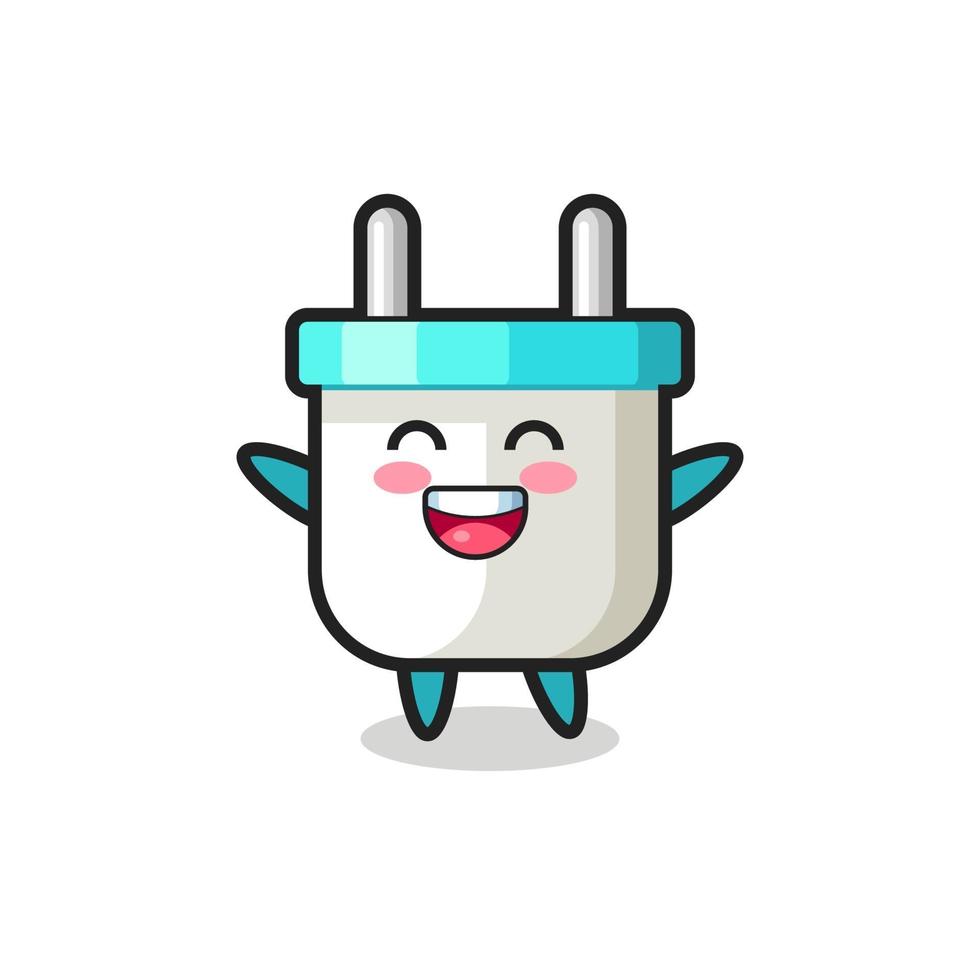 happy baby electric plug cartoon character vector