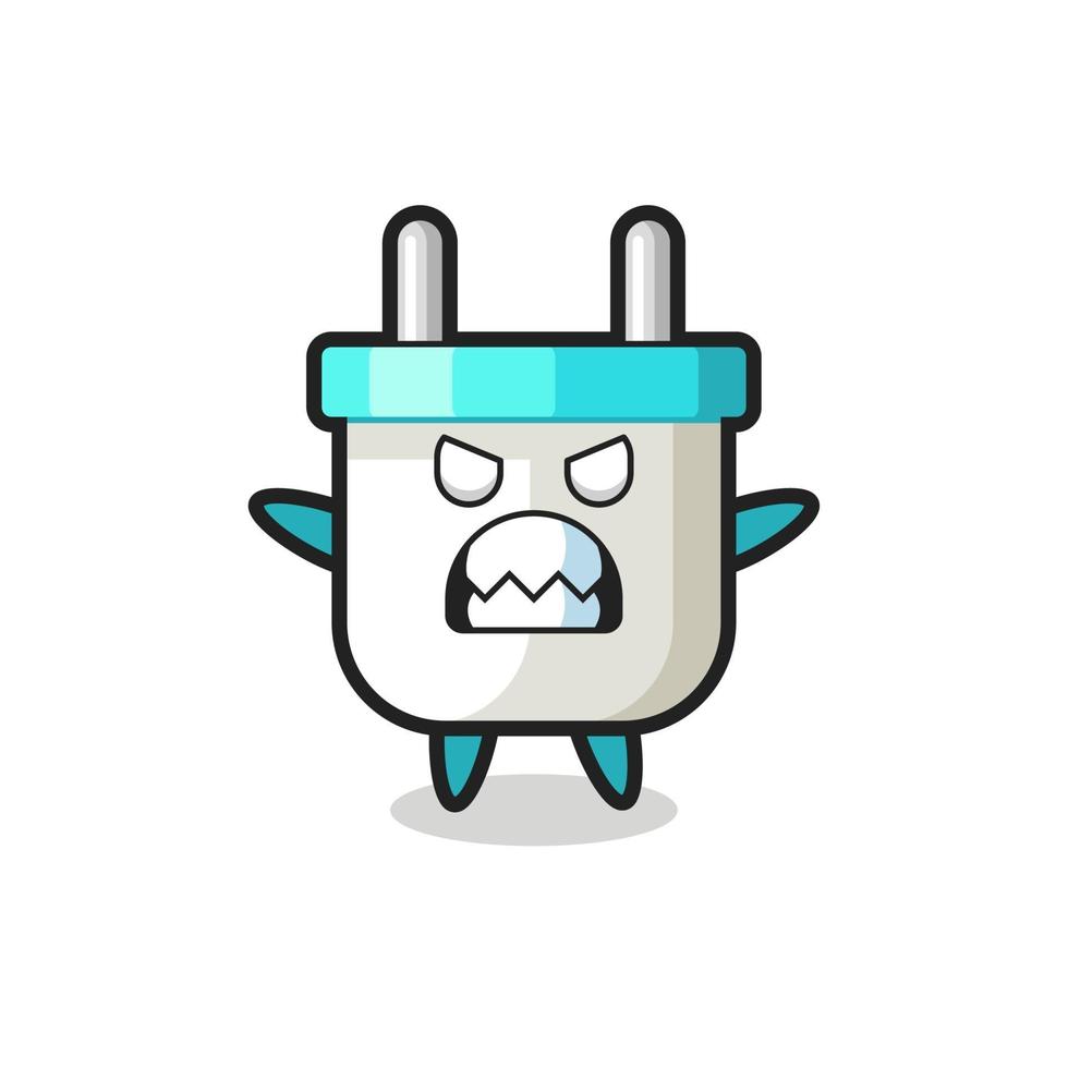 wrathful expression of the electric plug mascot character vector