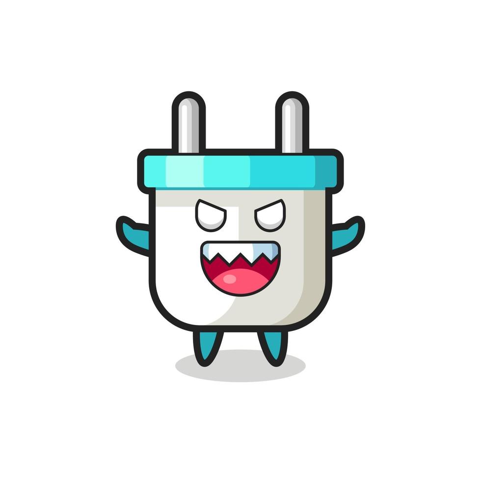 illustration of evil electric plug mascot character vector