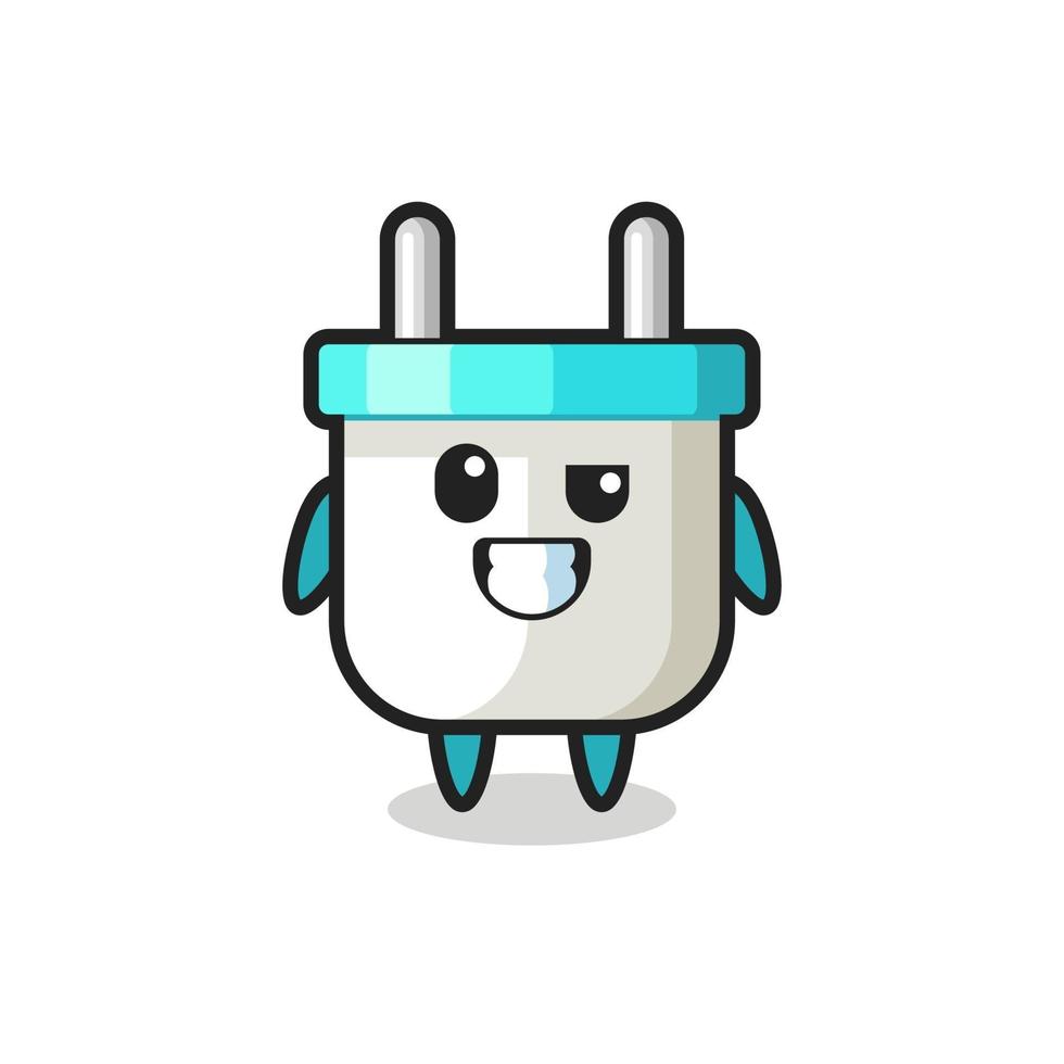 cute electric plug mascot with an optimistic face vector
