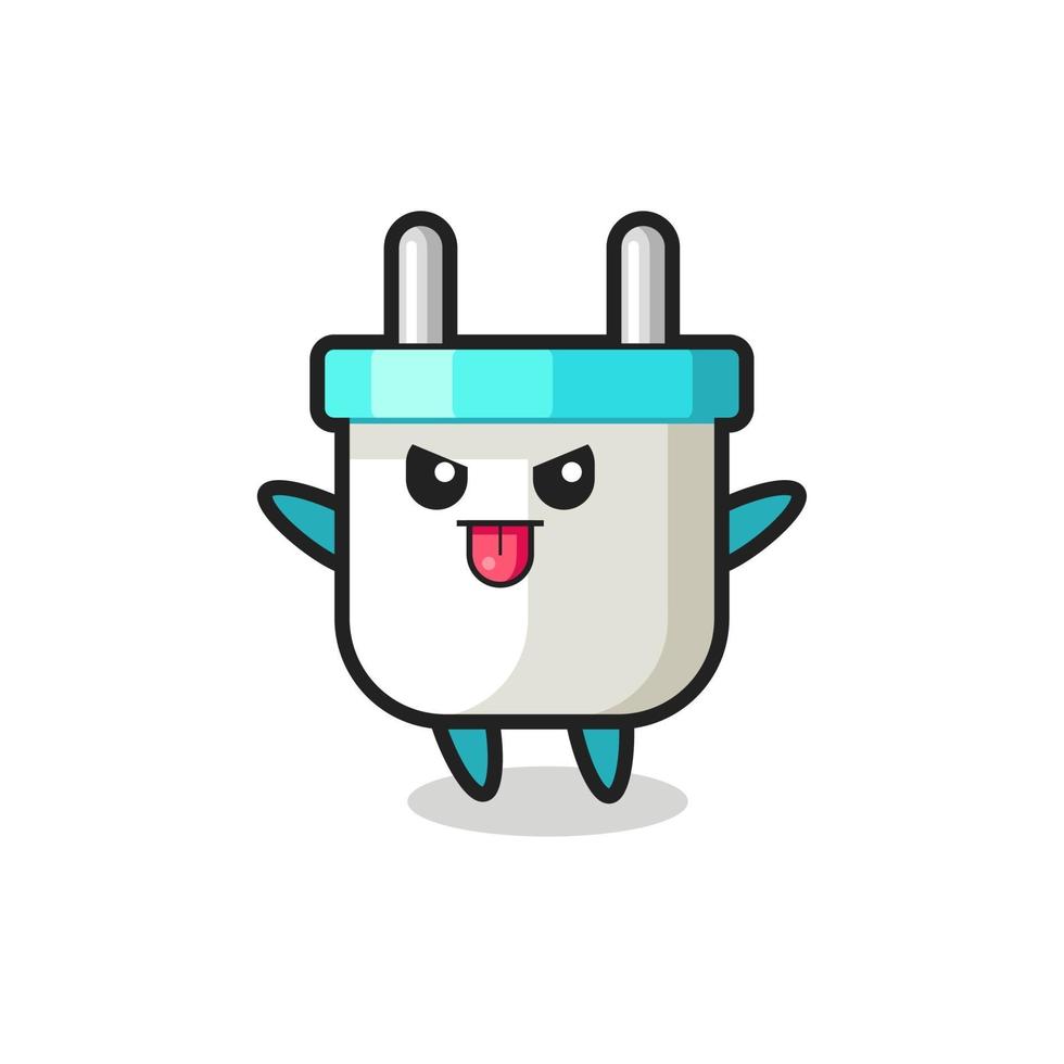 naughty electric plug character in mocking pose vector