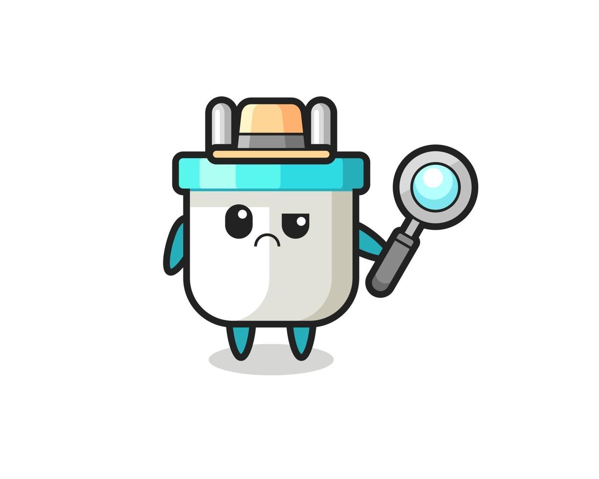 the mascot of cute electric plug as a detective vector