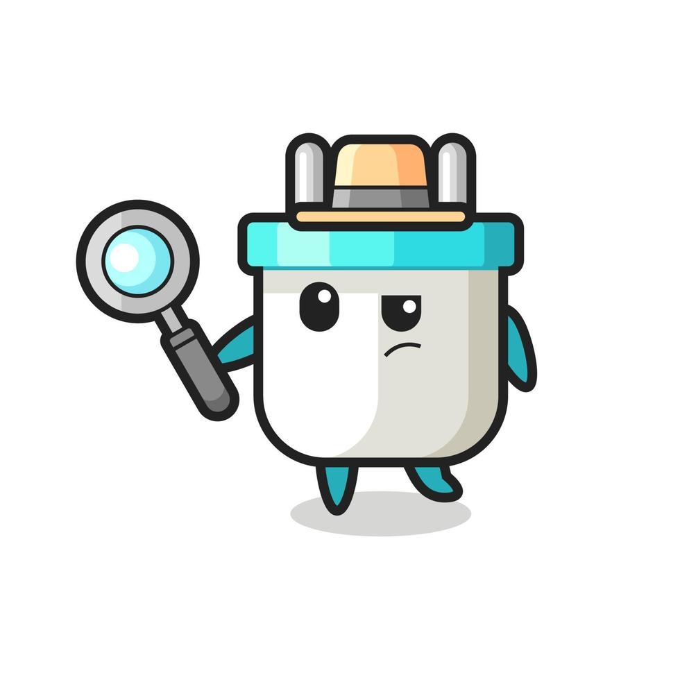 electric plug detective character is analyzing a case vector