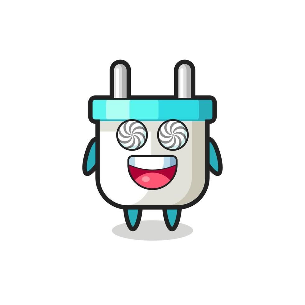 lindo personaje de enchufe eléctrico con ojos hipnotizados vector