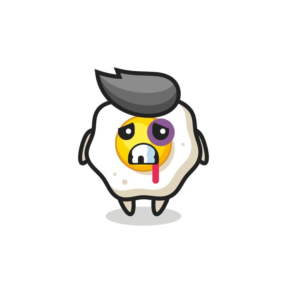 injured fried egg character with a bruised face vector