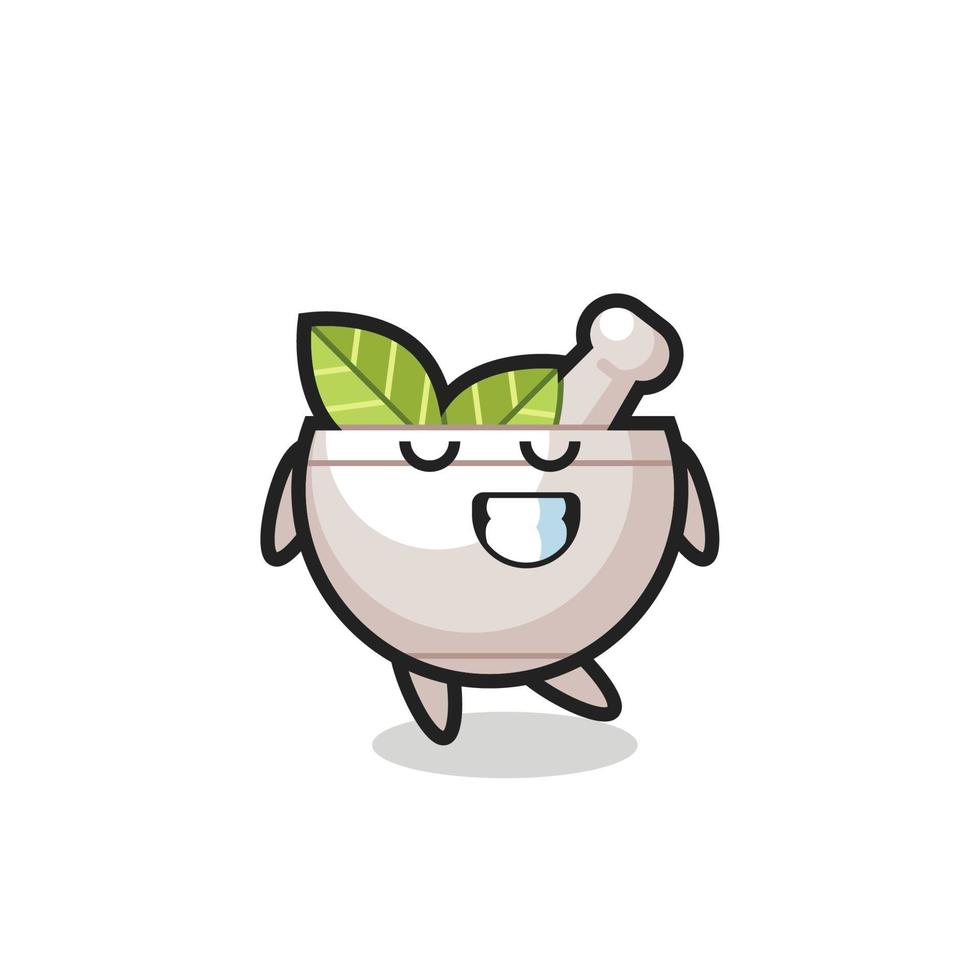 herbal bowl cartoon illustration with a shy expression vector