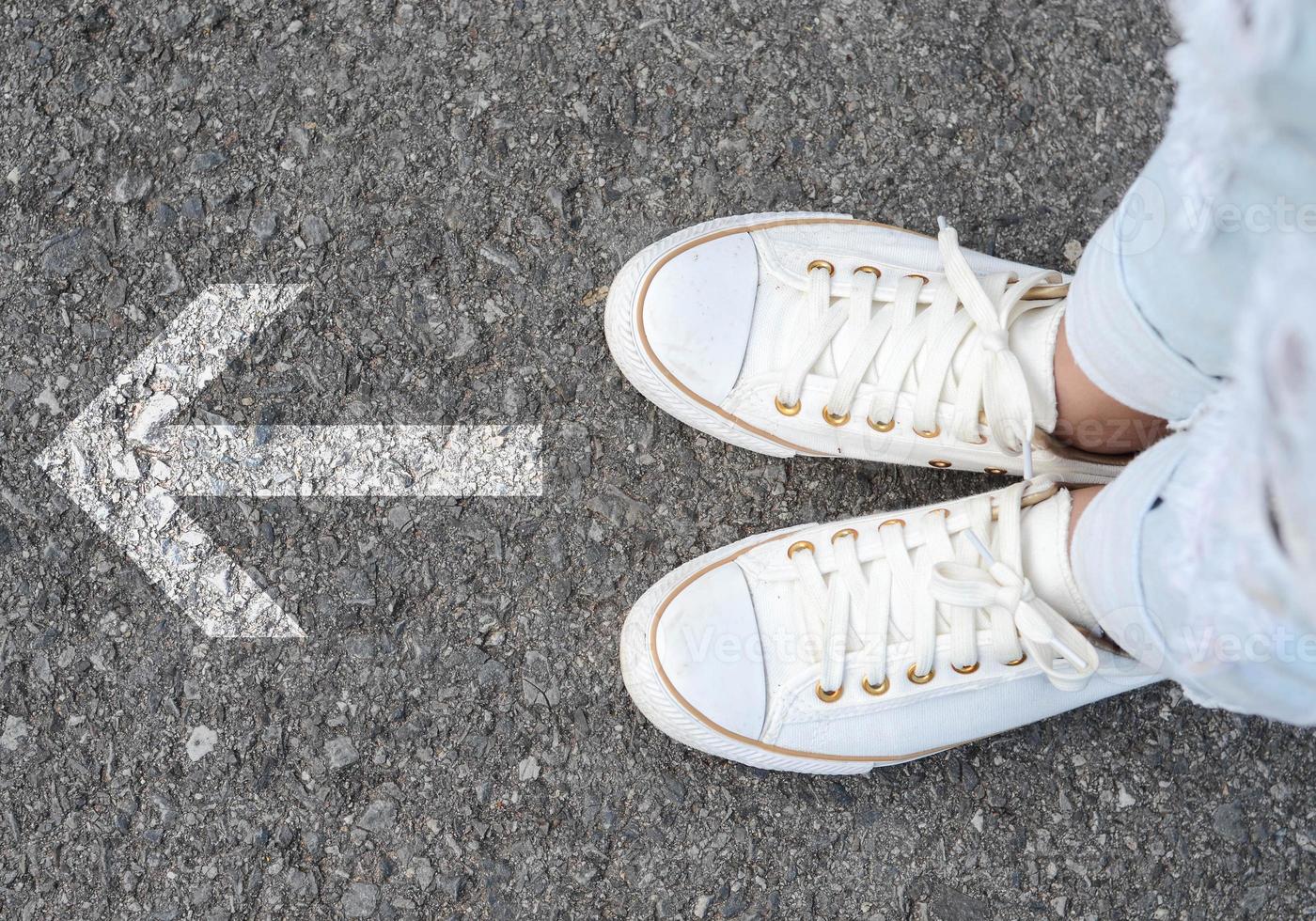 White casual shoes making decision photo