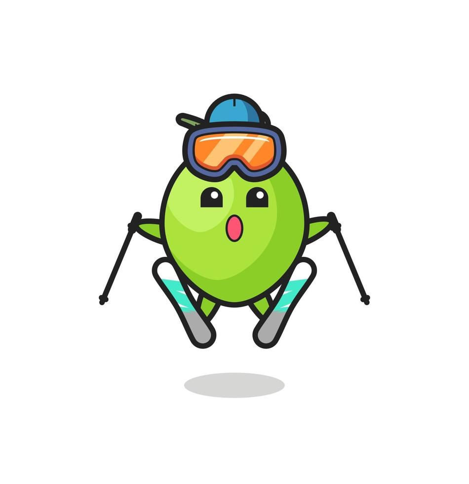 coconut mascot character as a ski player vector