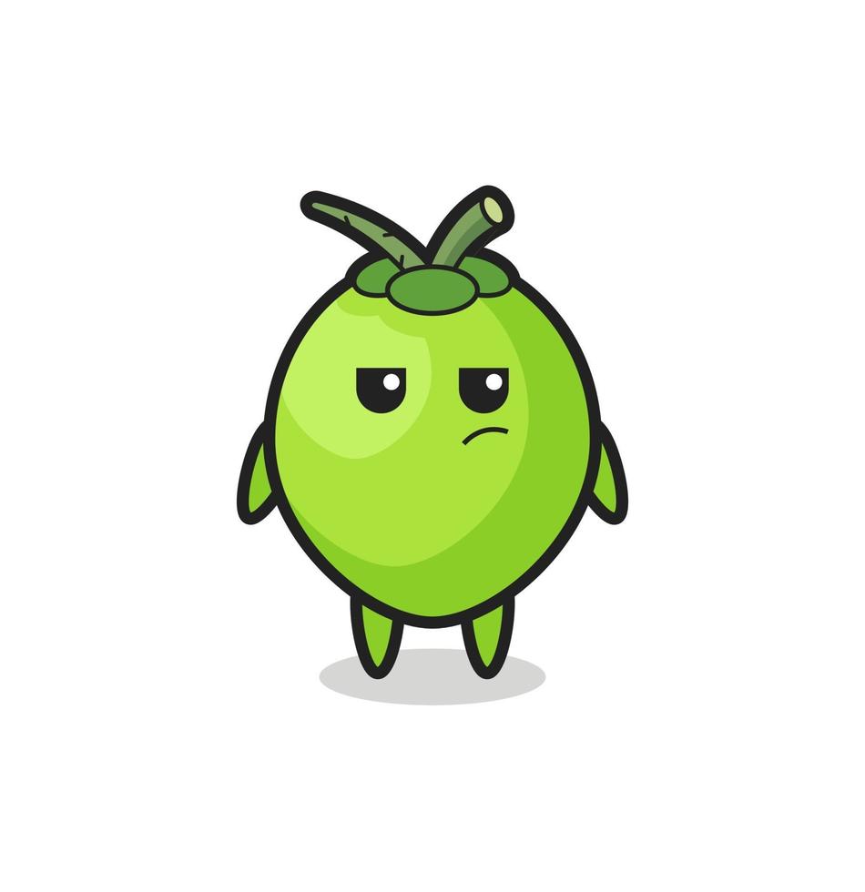 cute coconut character with suspicious expression vector