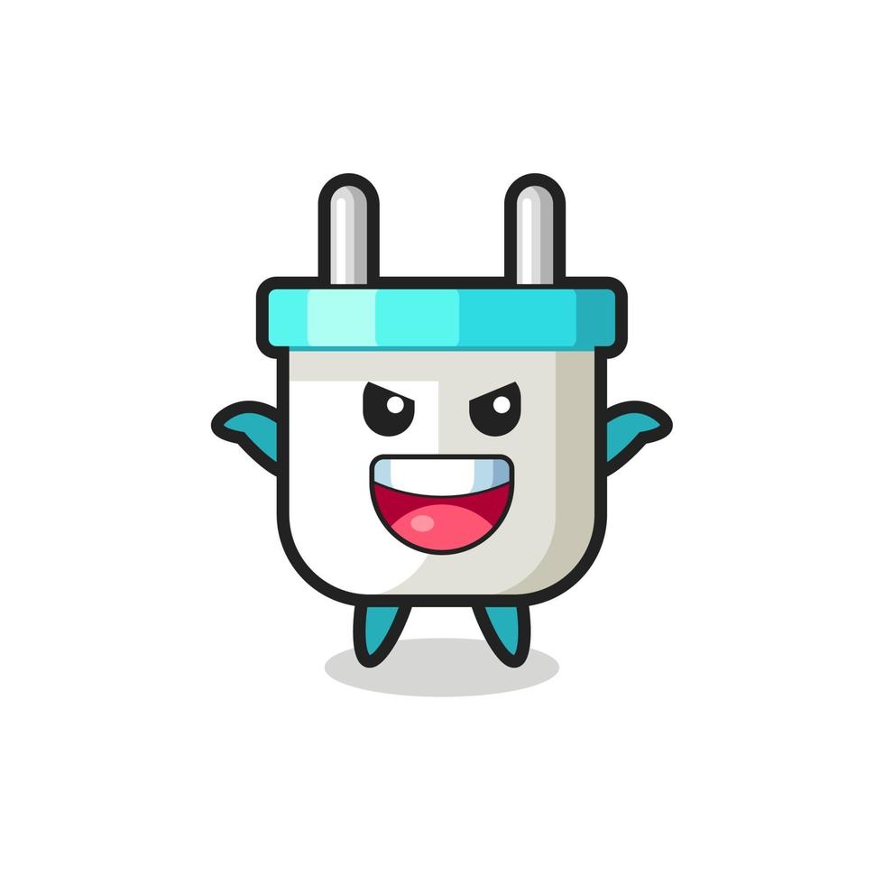 the illustration of cute electric plug doing scare gesture vector