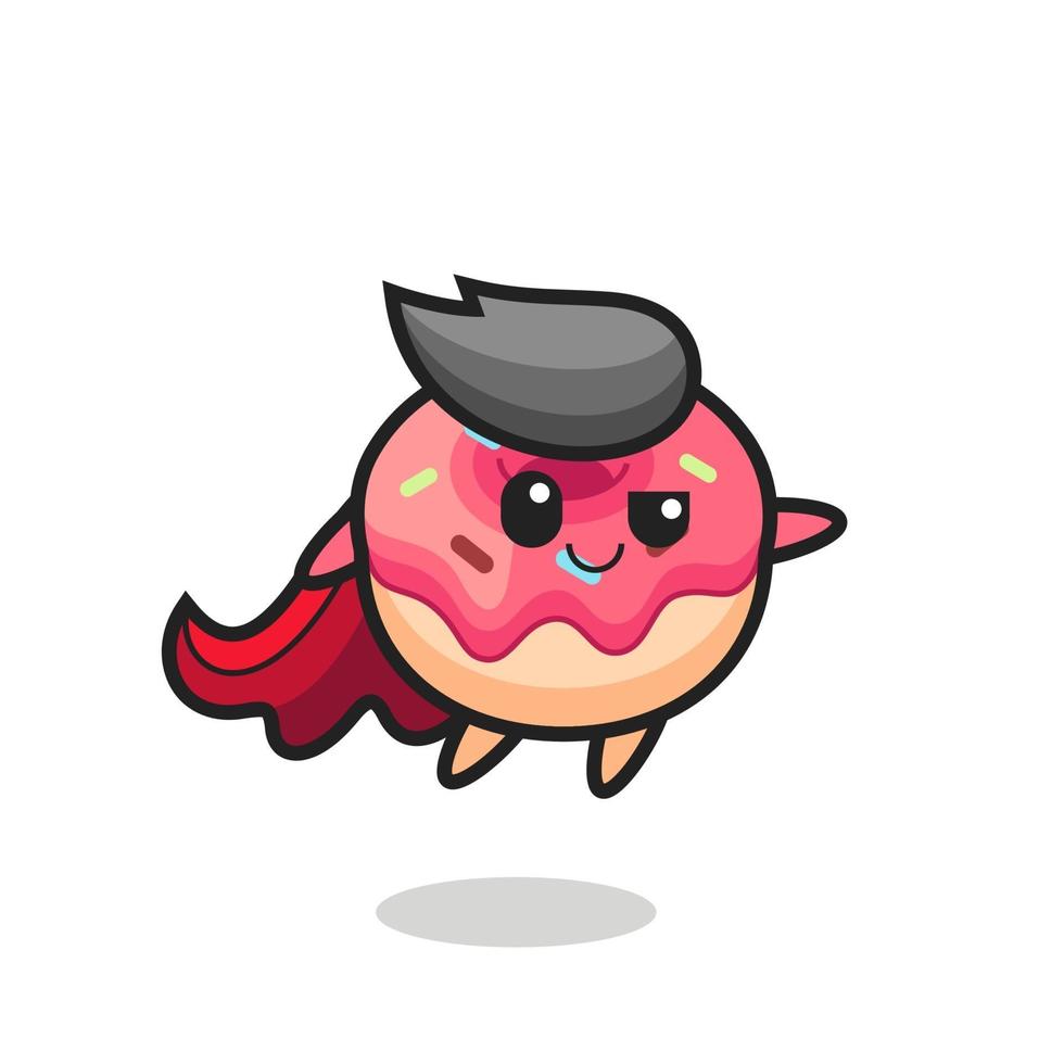 lindo personaje de superhéroe donut está volando vector