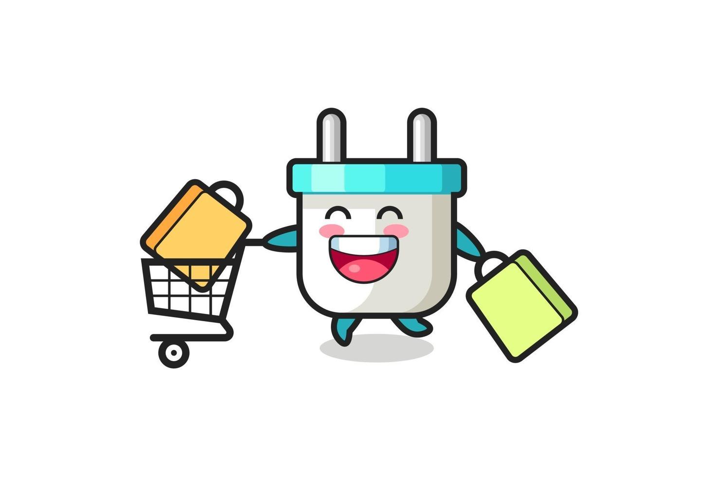 black Friday illustration with cute electric plug mascot vector