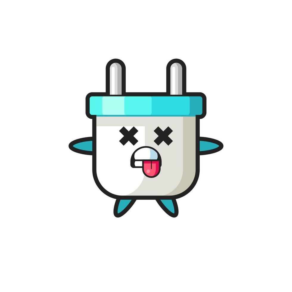 character of the cute electric plug with dead pose vector