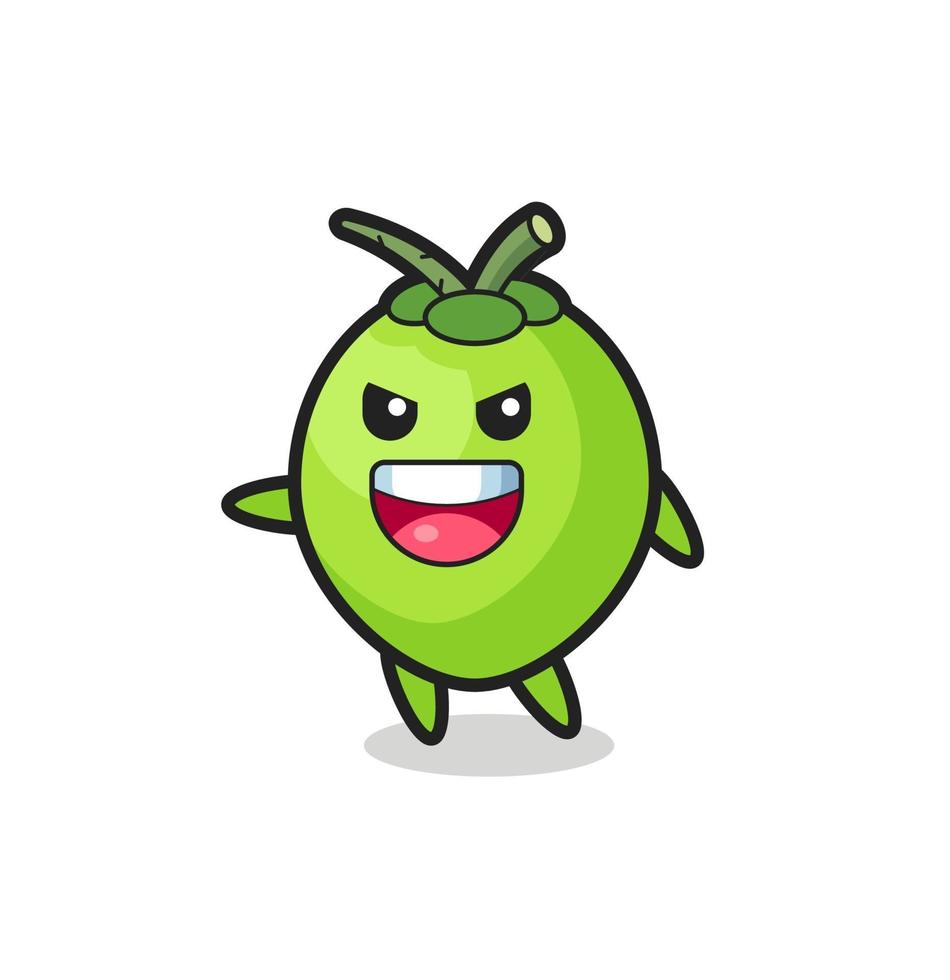 coconut cartoon with very excited pose vector