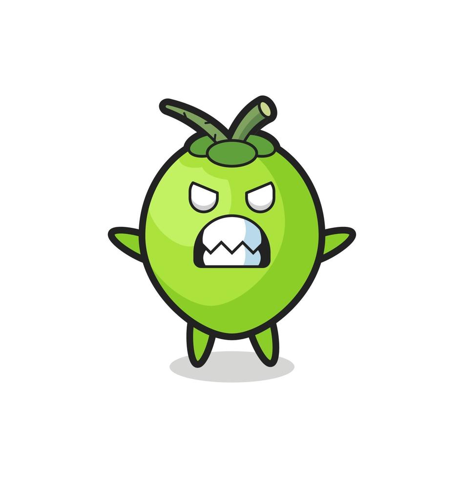 wrathful expression of the coconut mascot character vector
