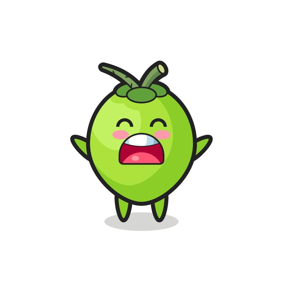 cute coconut mascot with a yawn expression vector