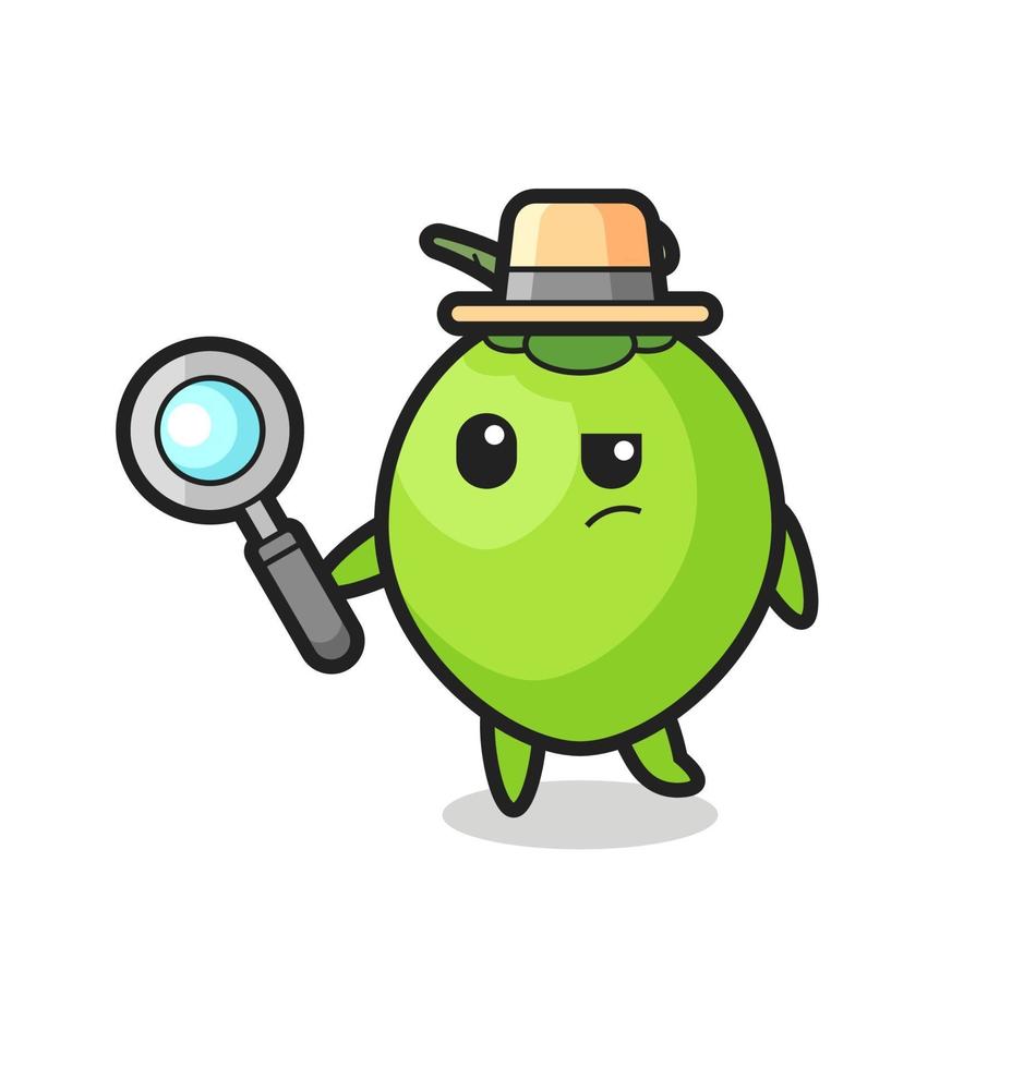 coconut detective character is analyzing a case vector