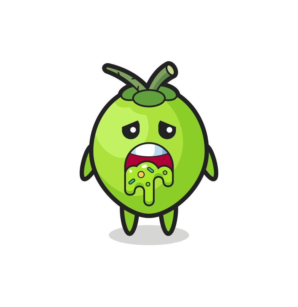 the cute coconut character with puke vector