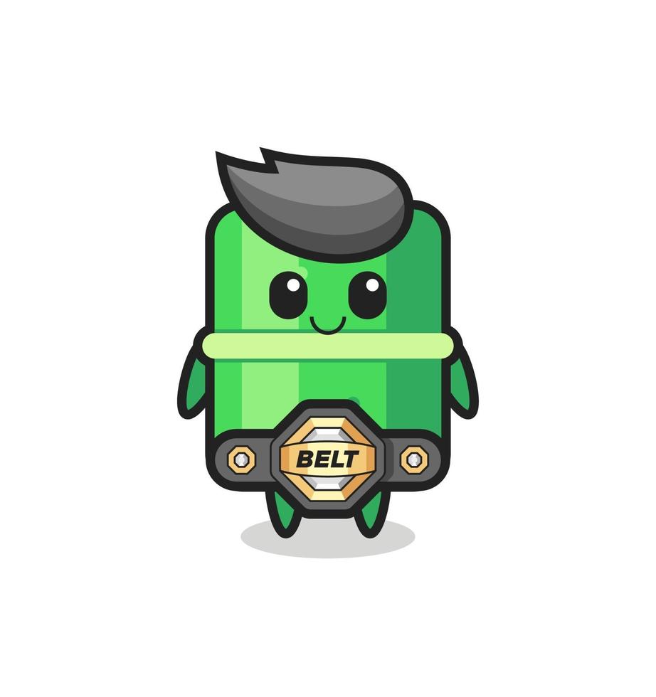 the MMA fighter bamboo mascot with a belt vector