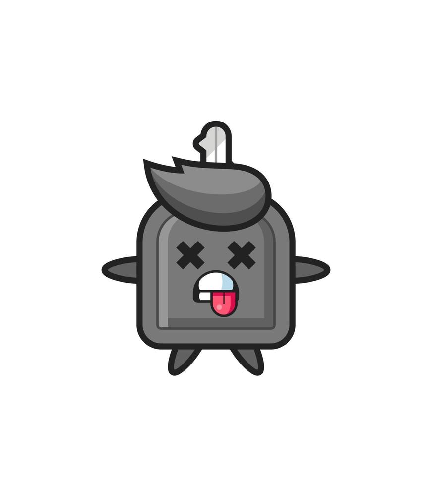 character of the cute car key with dead pose vector