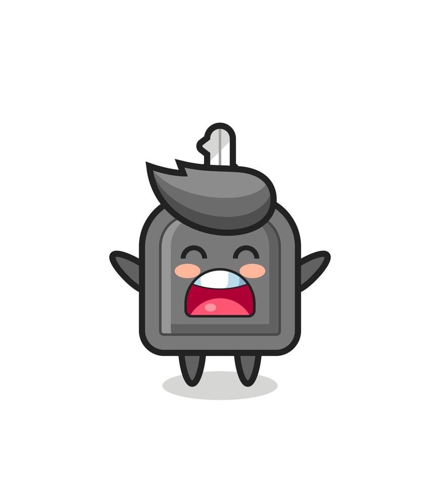 cute car key mascot with a yawn expression vector