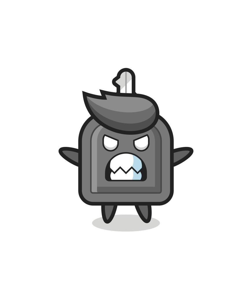 wrathful expression of the car key mascot character vector