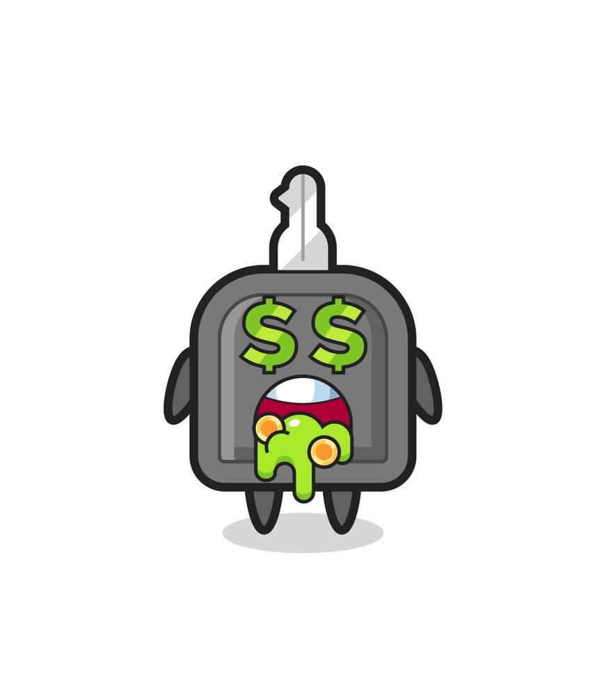 car key character with an expression of crazy about money vector