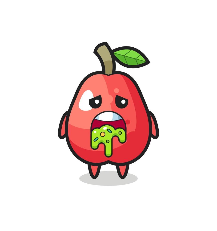 the cute water apple character with puke vector