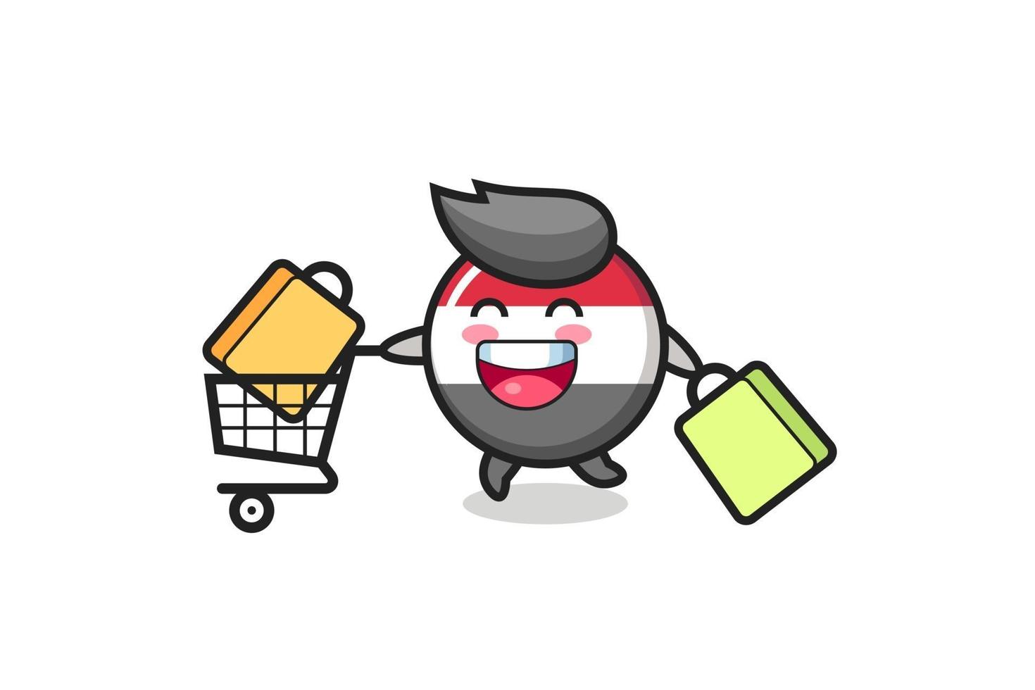 black Friday illustration with cute yemen flag badge mascot vector