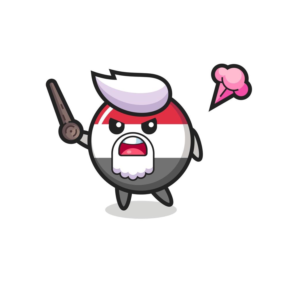 cute yemen flag badge grandpa is getting angry vector