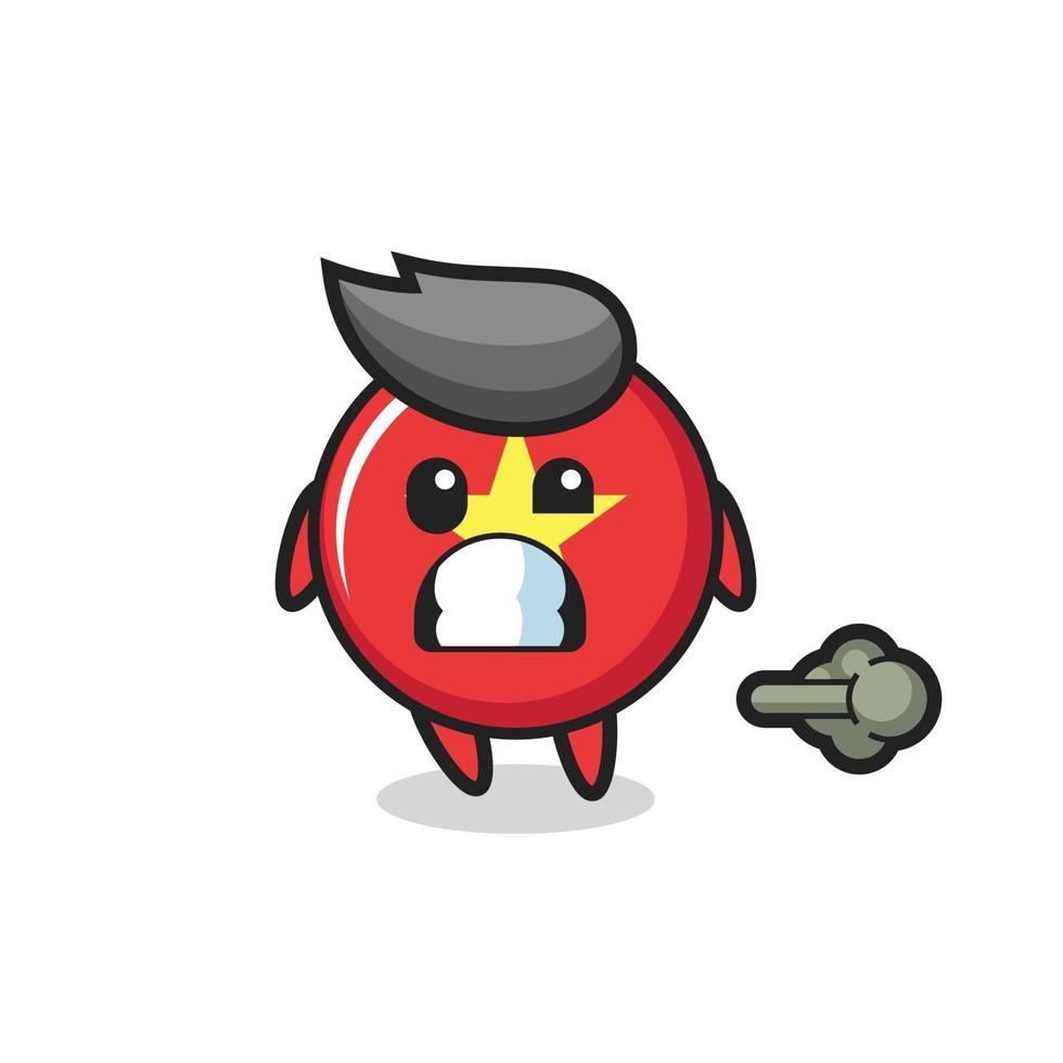 the illustration of the vietnam flag badge cartoon doing fart vector