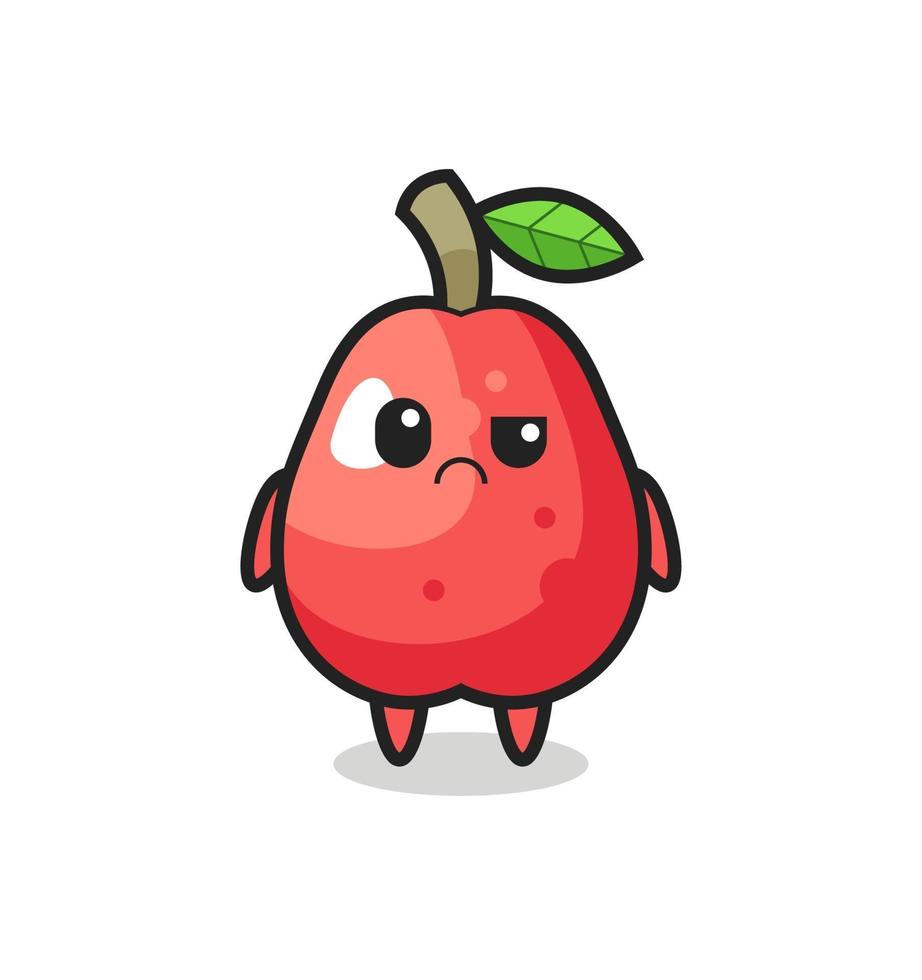 the mascot of the water apple with sceptical face vector