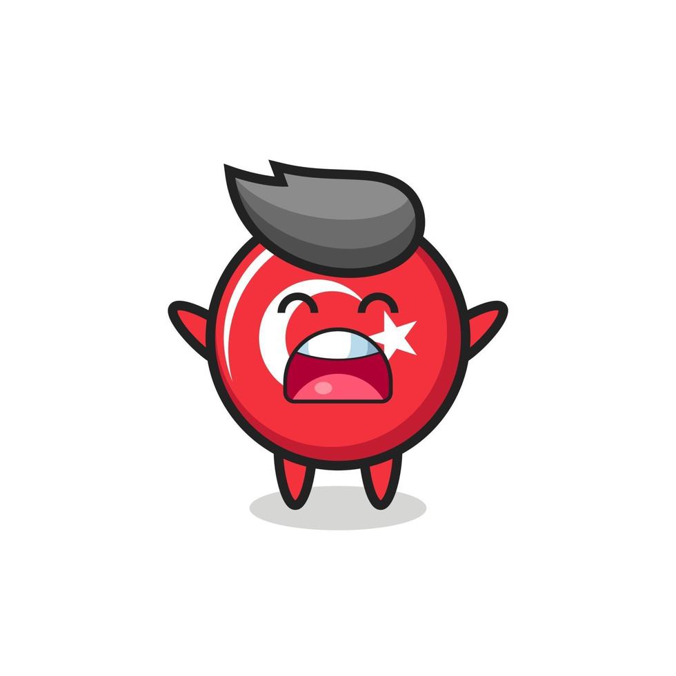 cute turkey flag badge mascot with a yawn expression vector
