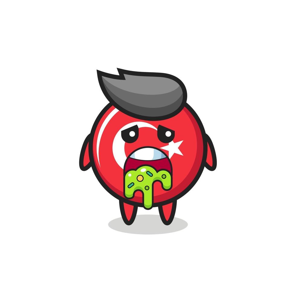 the cute turkey flag badge character with puke vector