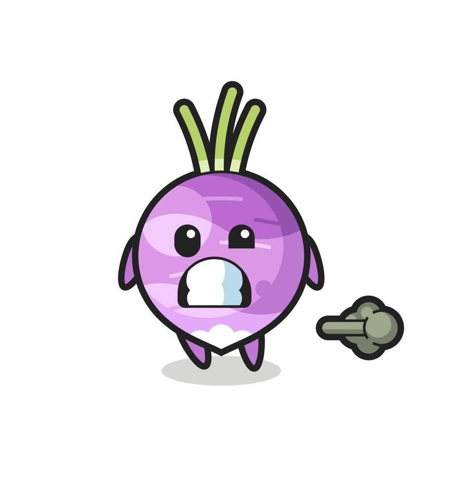 the illustration of the turnip cartoon doing fart vector